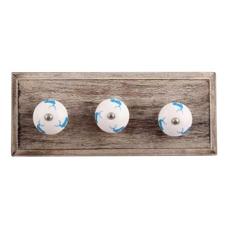 Turquoise Standing Rein Deer Pattern Ceramic Wooden Hooks